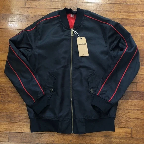 New TRUE RELIGION Two-Tone Vintage Reversible Double Snake Bomber Jacket (Large) - Picture 2 of 13